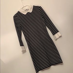 TWIK : Long sleeve black and white stripe dress